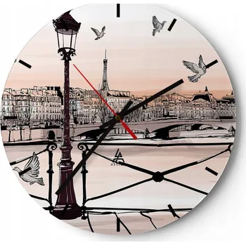 Hodiny Velké nástěnné hodiny 40x40 Architektura Skleněné hodiny Tiché