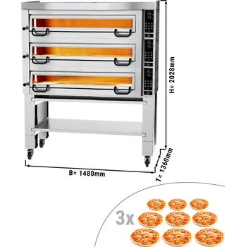 Pec na pizzu G.Gastro Pizza pec Power s digestoří a podstavcem - 9+9+9 Ø 34 cm