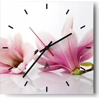 Hodiny Velké nástěnné hodiny na zeď 40x40 Květinové skleněné hodiny Čtvercové Tiché