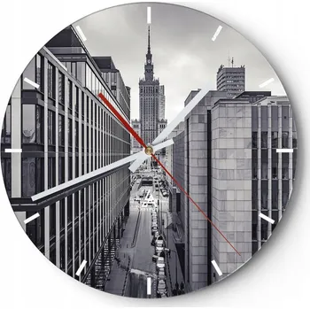 Hodiny Nástěnné hodiny do kuchyně 30x30 Město Skleněné hodiny do obýváku Loft Tiché
