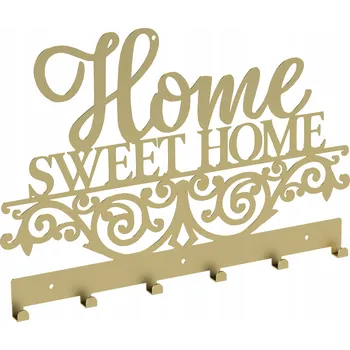 Věšák Kovový věšák na oblečení HOME SWEET HOME zlatá barva 17090