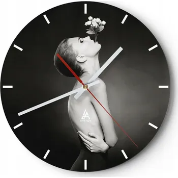 Hodiny Nástěnné hodiny do kuchyně 30x30 cm, Skleněné hodiny do obýváku, Loft, Tiché