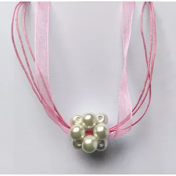 Souprava šperků Bílo-růžová perlová kulička s náušnicemi