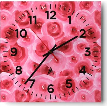 Hodiny Kuchyňské nástěnné hodiny 30x30 Květiny Skleněné hodiny do obýváku Moderní Tiché