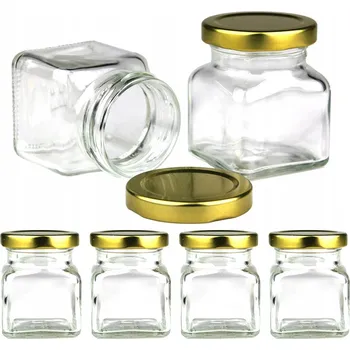 Sklenice 6x dózy, sklenice skleničky na koření 120 ml se zlatým víčkem fi 53