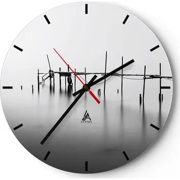 Hodiny Velké nástěnné hodiny 40x40 Krajina Skleněné hodiny Kulatý Tiché