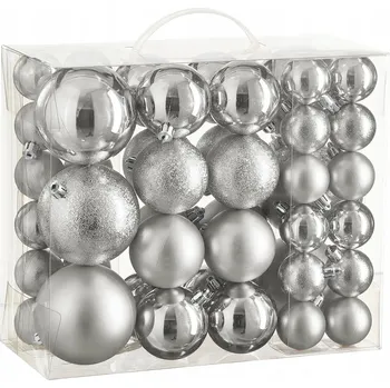 Vánoce Vánoční dekorace Vánoční Baňky Stříbrné baňky sada 46 Ks