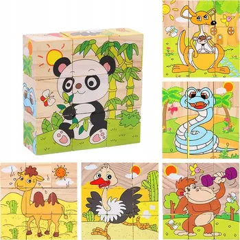 Dřevěná hračka EDUKAČNÍ DŘEVĚNÉ STAVEBNICE SKLÁDAČKA SAFARI