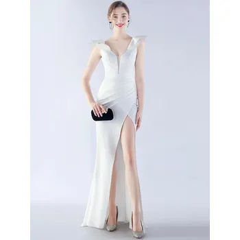 Dámské šaty Sexy dlouhé šaty na večer Sequins SQ1117 Barva: Bílá, Velikost: XL