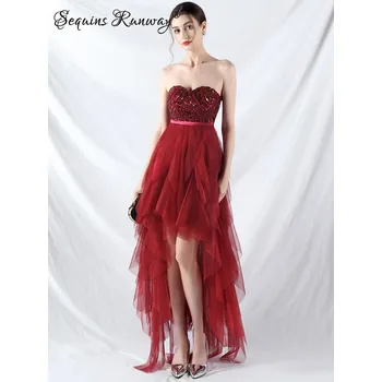 Dámské šaty Dlouhé svatební šaty Sequins SQ1157 Barva: Vínová, Velikost: M