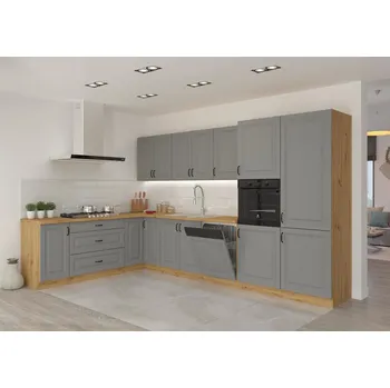 Kuchyňská linka Kuchyňská linka STILO Rohová sestava F, 210 x 350 cm, artisan / dustgrey MDF