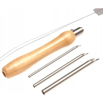 Vyšívací vzor Jehla na vyšívání smyčkovou technikou (punch needle) s dřevěnou rukojetí + 3 jehly