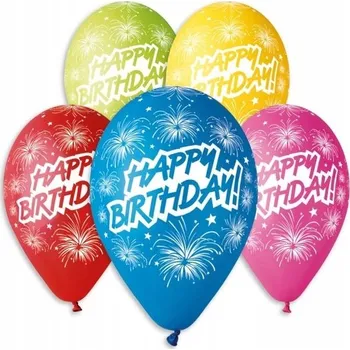 Balónek Gemar Balloons Happy Birthday Fireworks 30cm 25 ks