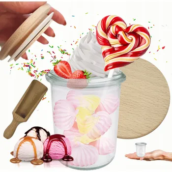 Sklenice Sklenice WECK / dřevěné víko, odměrná zavařovací sklenice 160 Ml MOLD