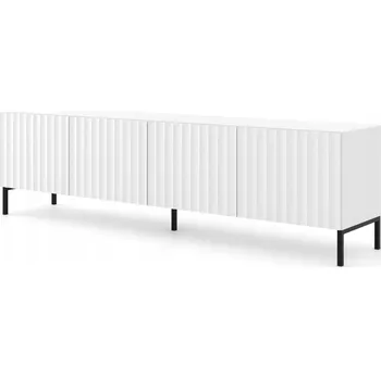 Šatní skříň RTV skříňka Ravenna C 200 4D bílý lesk, zlaté nožičky