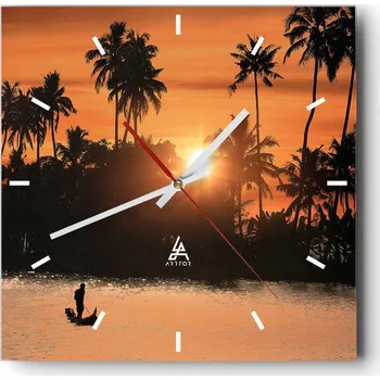 Hodiny Velké nástěnné hodiny 40x40 Krajina Skleněné hodiny Tiché