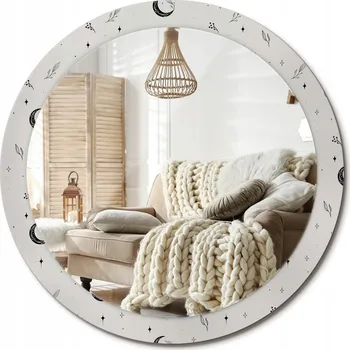 Zrcadlo Zrcadlo s ozdobným skleněným rámem s potiskem Doodle rostliny o velikosti 90 cm