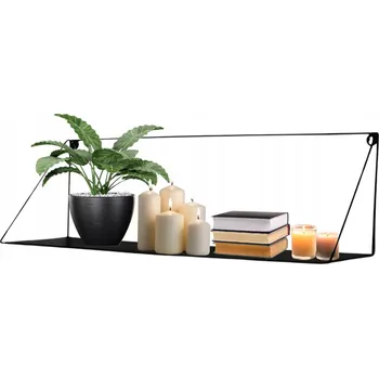 police ZÁVĚSNÁ POLICE NA ZEĎ KOVOVÁ ČERNÁ LOFT 80 cm INDUSTRIALNÍ