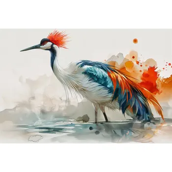 Plakát Plakát Jeřáb v Akvarelu bez rámu 91,5 x 61 cm