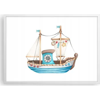 Obraz Plakát v bílém rámu do obývacího pokoje ložnice 70x50 loď – moderní obraz