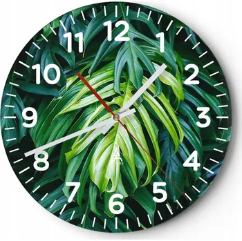 Hodiny Kuchyňské nástěnné hodiny 30x30 Botanika Moderní skleněné hodiny do obýváku Tiché