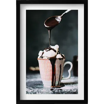 Obraz Dekorativní nástěnný obraz v rámu Horká čokoláda - motiv do kuchyně 40x60 cm