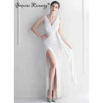 Dámské šaty Dlouhé večerní šaty Sequins SQ1130 Barva: Bílá, Velikost: S