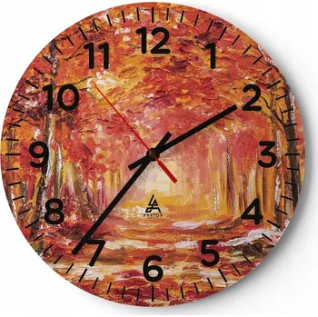 Hodiny Nástěnné hodiny do obýváku 40x40 Podzim Kulatý Skleněné hodiny Loft Tiché