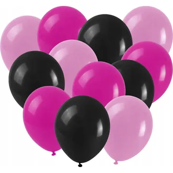 Balónek Sada balónků růžovo-černá 12 ks