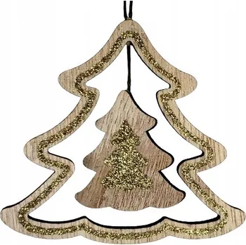 Vánoční dekorace DŘEVĚNÁ ZÁVĚSNÁ OZDOBA VÁNOČNÍ STROMEK 8 CM