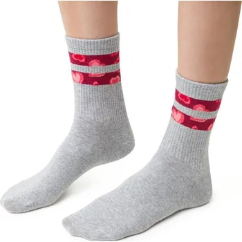 Dámské ponožky Světle šedé dámské ponožky se vzorovanými proužky Art.136 CN120, LIGHT GRAY MELANGE Velikost: 38/40