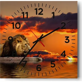Hodiny Kuchyňské nástěnné hodiny 30x30 Lev Skleněné hodiny do obýváku Moderní Tiché