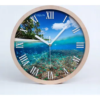 Hodiny Velké dřevěné nástěnné hodiny korálový útes průměr 30 cm