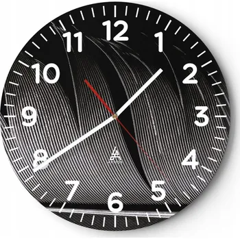 Hodiny Nástěnné hodiny do obýváku 40x40 Pero Kulatý Skleněné hodiny Loft Tiché