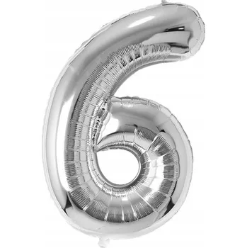 Balónek Fóliový balónek ČÍSLICE 6 stříbrný - 32" (~80 cm)