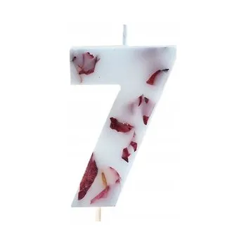 Dortová svíčka SVÍČKA ČÍSLICE 7 NA DORT OKVĚTNÍ LÍSTKY NAROZENINY