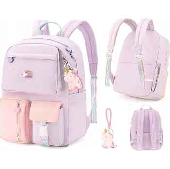 Školní batoh vícekomorový K&M fialový, růžový, vícebarevný