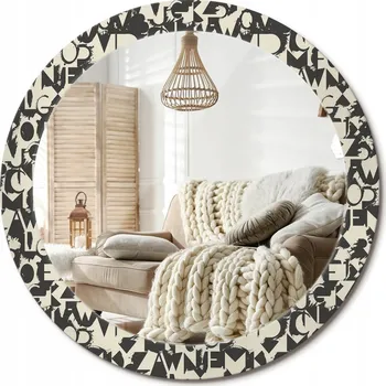 Zrcadlo Kulaté dekorativní zrcadlo na zeď s potiskem, Loft Litery, průměr 80 cm