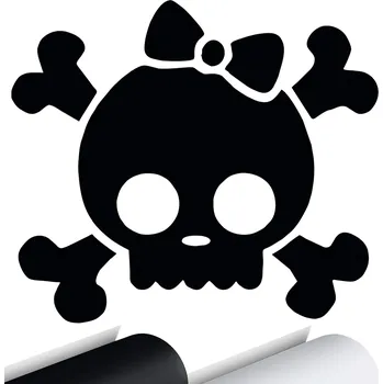 Samolepicí dekorace na vozidlo SAMOLEPKA na auto SKULL LEBKA S MAŠLIČKOU 13,5x15