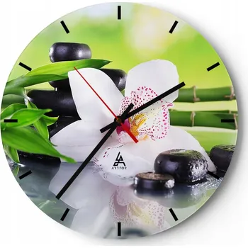 Hodiny Nástěnné hodiny do kuchyně 30x30 Bambusové hodiny na skle do obýváku Loft Tiché