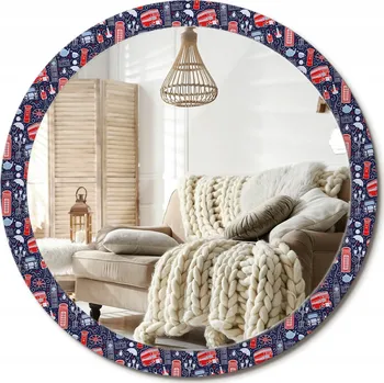 Zrcadlo Moderní dekorativní kulaté zrcadlo s potiskem Loft Londýn XXL průměr 100 cm