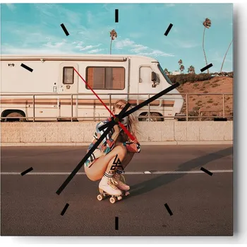 Hodiny Velké nástěnné hodiny 40x40 Krajina Skleněné hodiny Tiché