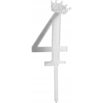Dortová svíčka Stříbrná ozdoba na dort číslice 4