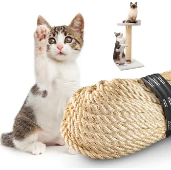 Sizalové lano 6mm 45m Šňůra na škrabadlo pro kočky, DIY hračky pro zvířata
