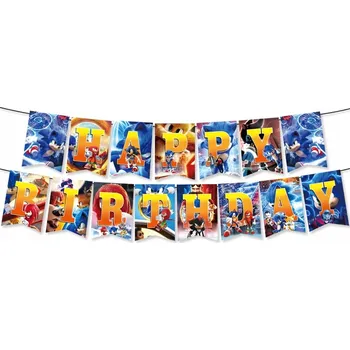 Balónek Banner Happy Birthday SONIC na narozeniny SONIC Gr12