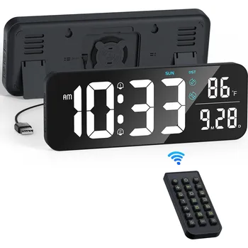 Hodiny Velké hodiny digitální LED nástěnné stolní 3D budík teploměr černé