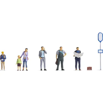 Modelová železnice TT - figurky 6 ks "Na autobusové zastávce" / NOCH 45246