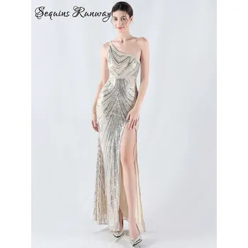 Dámské oblečení Sexy svatební šaty maxi Sequins SQ1103 Barva: Stříbrná, Velikost: 2XL