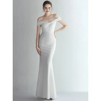 Dámské šaty Sexy dlouhé šaty na svatbu Sequins SQ1149 Barva: Bílá, Velikost: M