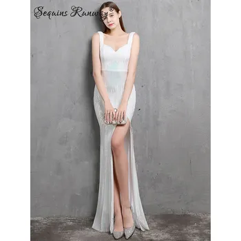 Dámské šaty Maxi plesové šaty Sequins SQ973 Barva: Bílá, Velikost: XL